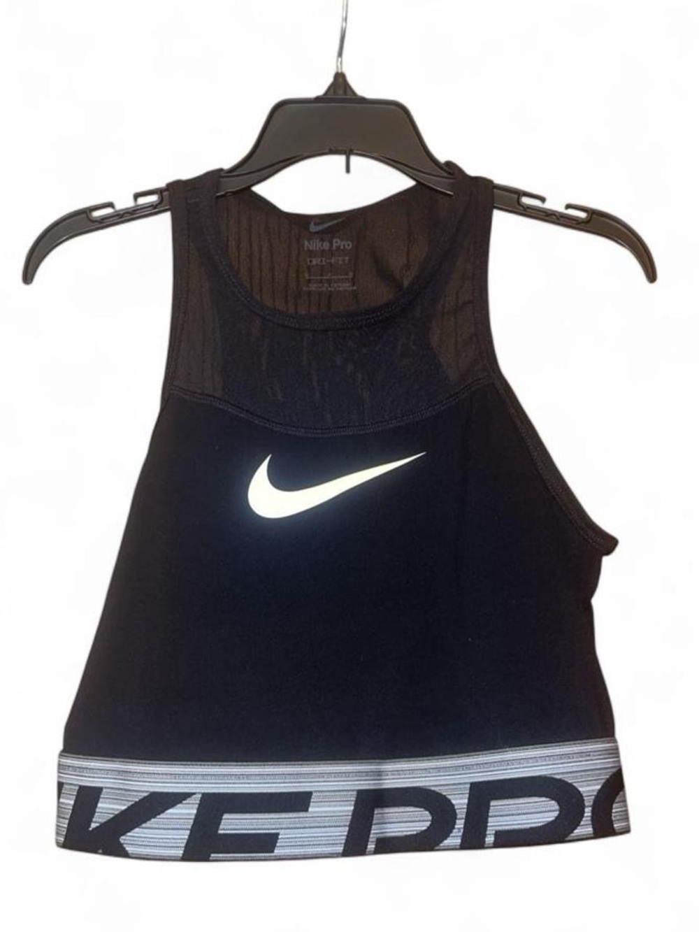 Nike Pro Dri-FIT Black Mesh Cropped Racerback Tank Top Women’s Medium